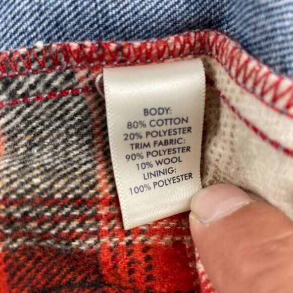 BKE Jacket Women Sz XS Relaxed Jean and plaid flannel Boho Trucker outdoor Blue - Picture 5 of 15